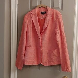 Women's 100% Linen Coral Blazer Fully Lined Size 10